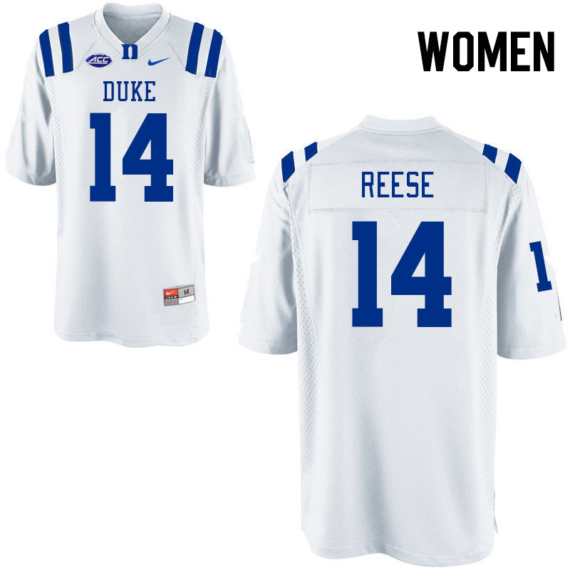 Women #14 Michael Reese Duke Blue Devils College Football Jerseys Stitched-White